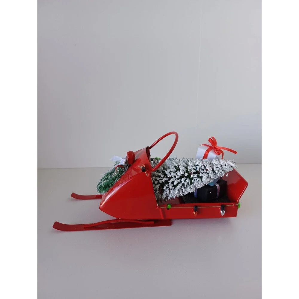 Christmas Sled With Christmas Tree And Presents Holiday Seasonal Decor Piece